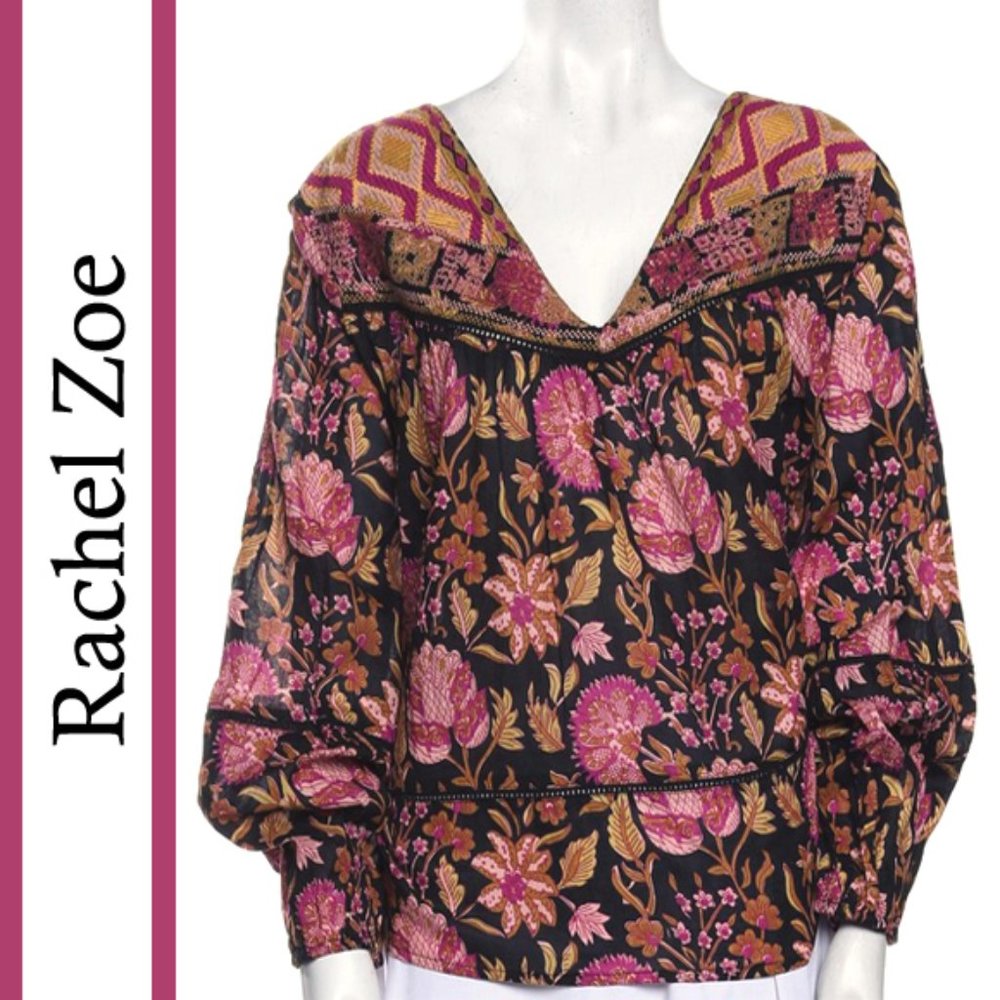 Rachel Zoe | Embroidered Floral Printed Blouse Top - Picture 11 of 11